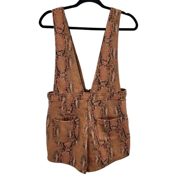 Wild Honey Romper Metallic Scuba Plunging V Daisy Dukes Snake Print Rust Sz M - Picture 9 of 12